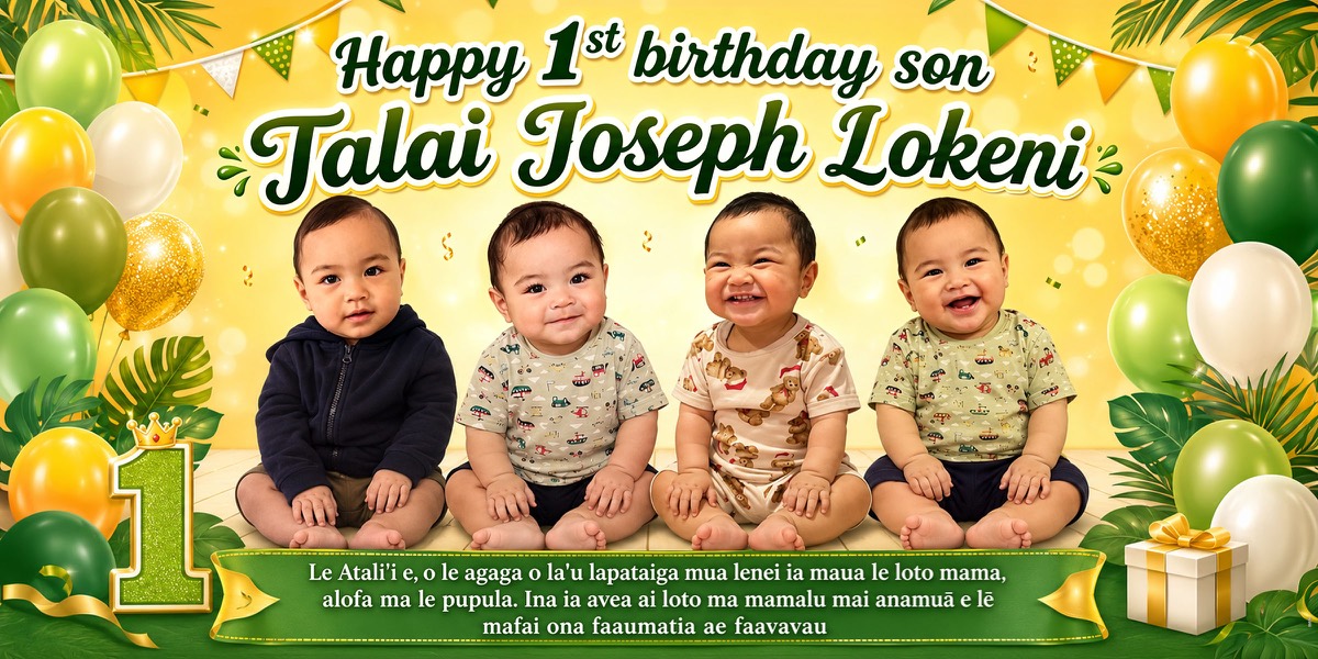 Wall Hanging Banners design example – 1st Birthday