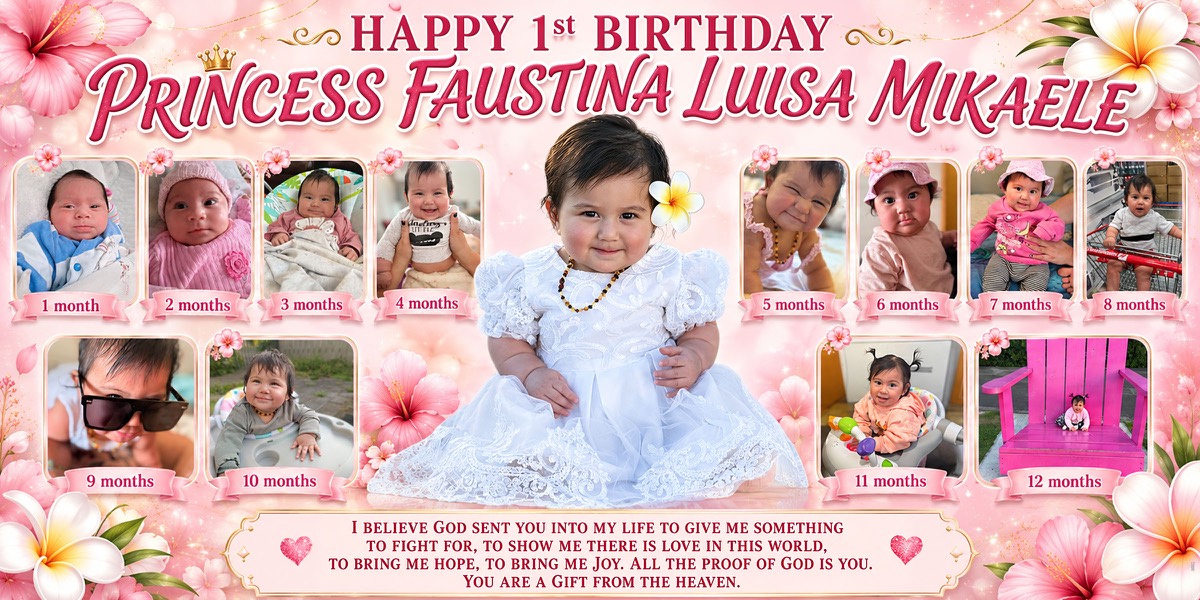 Wall Hanging Banners design example – 1st Birthday