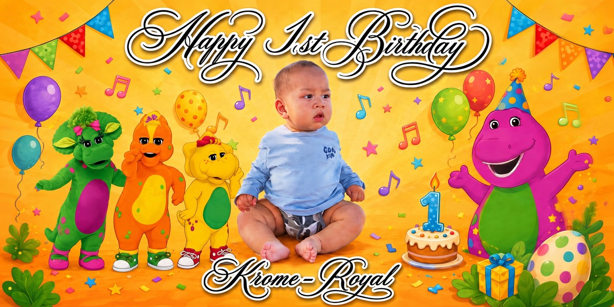 Wall Hanging Banners design example – 1st Birthday