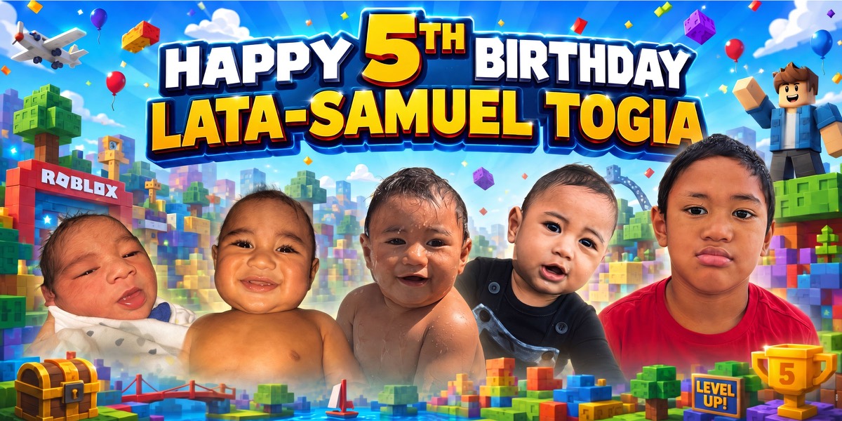 Wall Hanging Banners design example – 5th Birthday