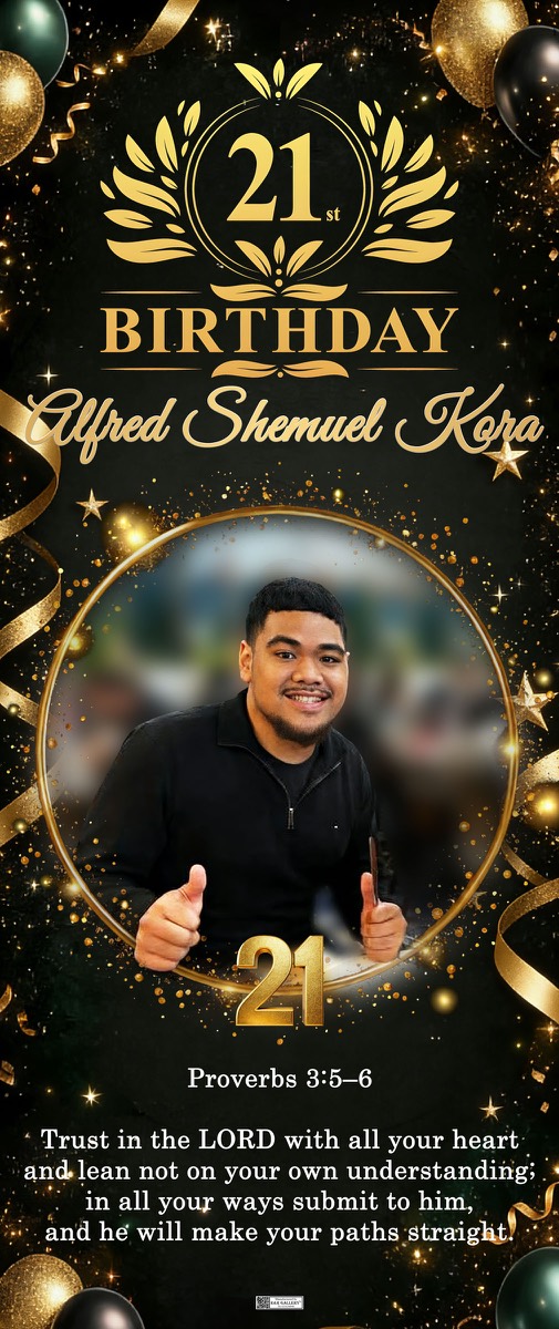 Roll Up Banner design example – 21st Birthday